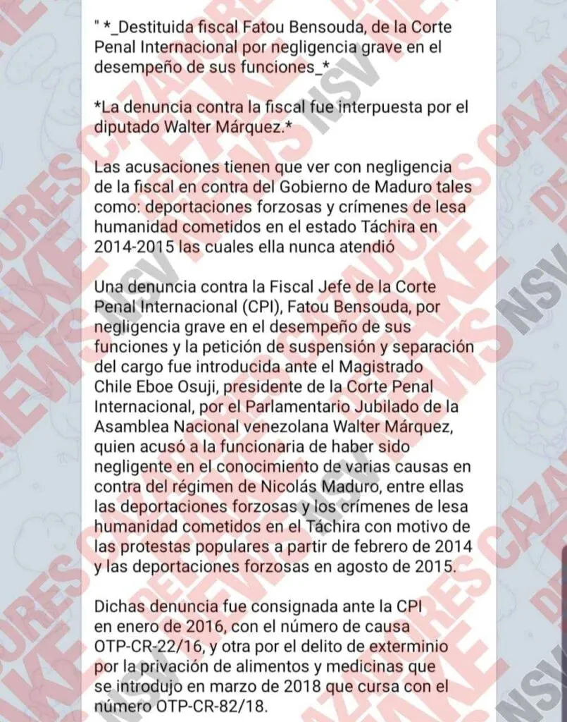 Presunta destitución de fiscal Fatou Bensouda