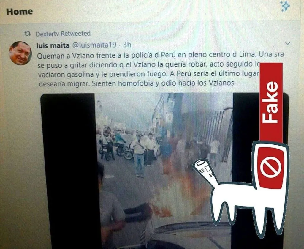 Falso: Video donde se muestra supuesto linchamiento y asesinato a venezolano en Lima
