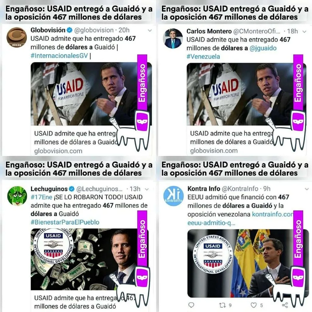 Engañoso: ¿USAID entregó a Guaidó y a la oposición 467 millones de dólares?