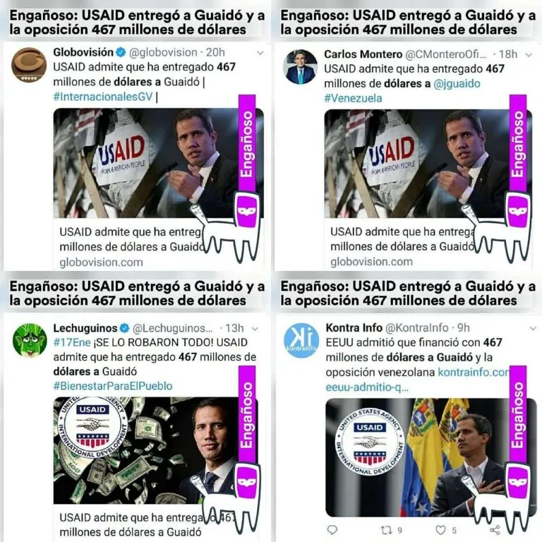 Engañoso: ¿USAID entregó a Guaidó y a la oposición 467 millones de dólares?