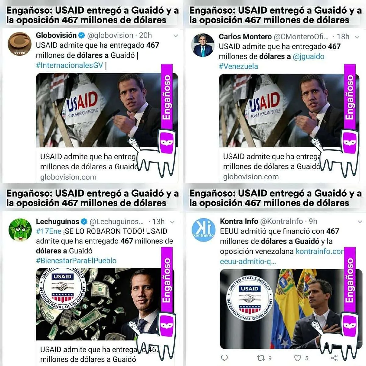 Engañoso: ¿USAID entregó a Guaidó y a la oposición 467 millones de dólares?