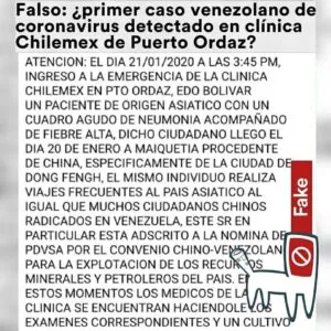Falso: ¿coronavirus detectado en clínica Chilemex de Puerto Ordaz?