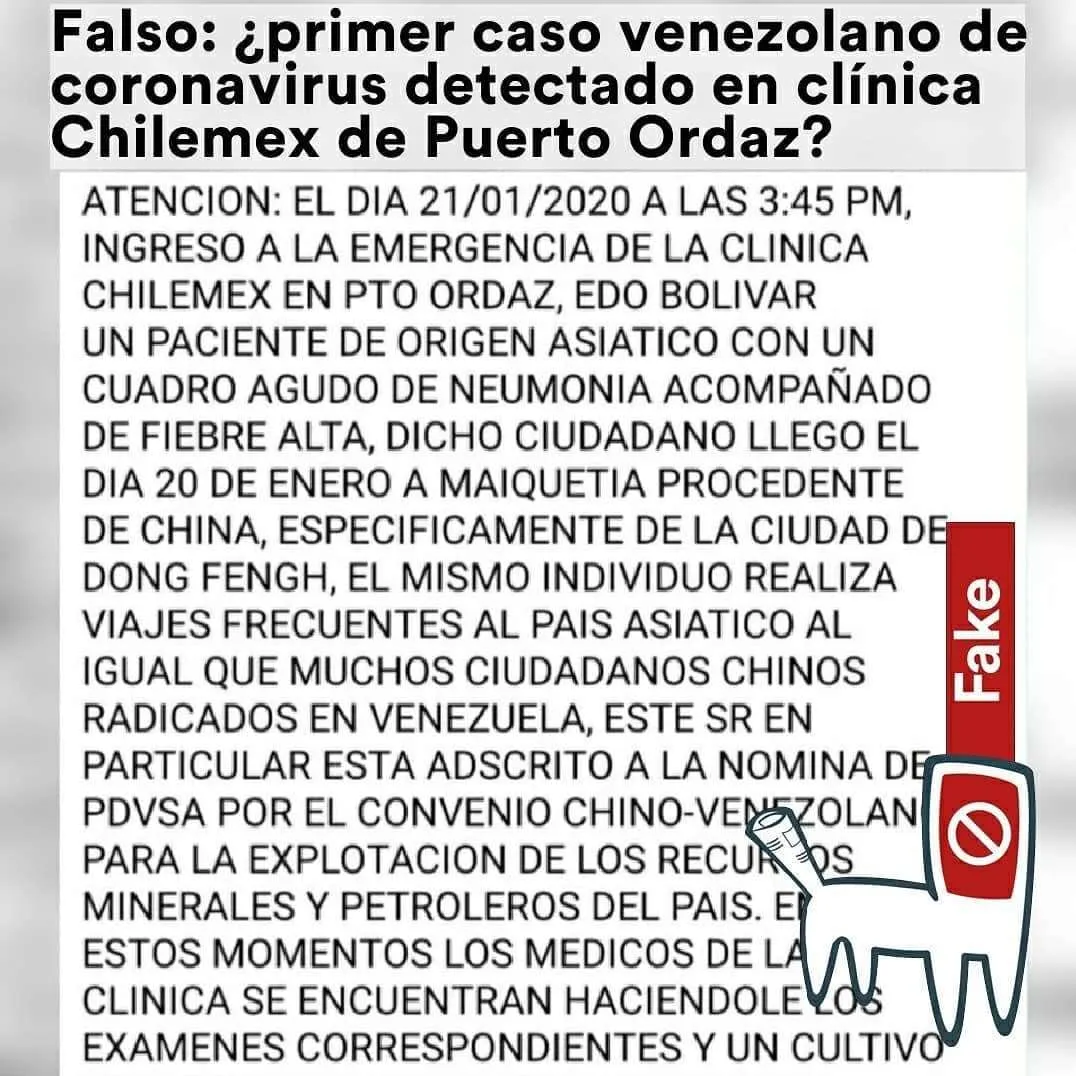 Falso: ¿coronavirus detectado en clínica Chilemex de Puerto Ordaz?