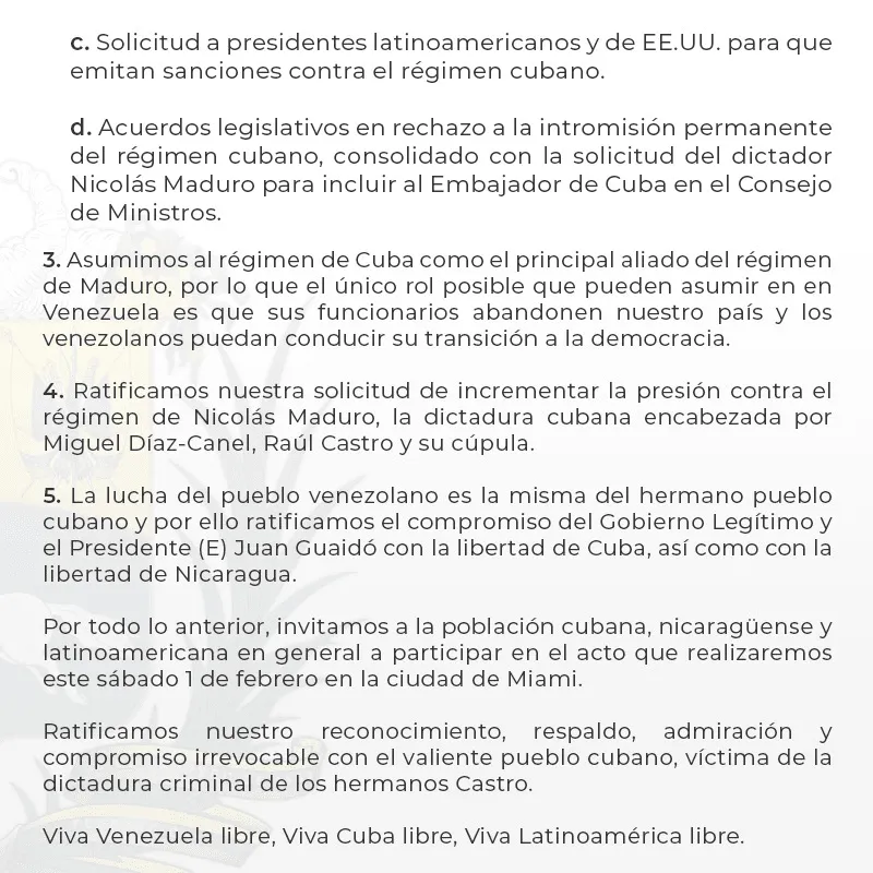 Nota Aclaratoria: ¿Juan Guaidó propuso un proceso de diálogo con Cuba?
