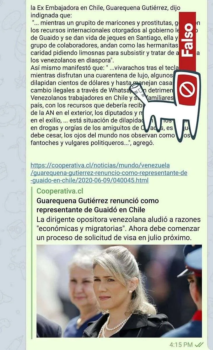 Falso: ¿Guarequena Gutiérrez criticó al gobierno interino de Juan Guaidó tras renuncia como embajadora en Chile?