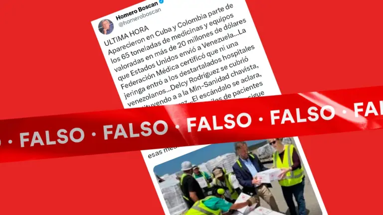 Es falso que parte de las 65 ton. de medicinas y equipos médicos que Estados Unidos envió a Venezuela aparecieron en Cuba y Colombia