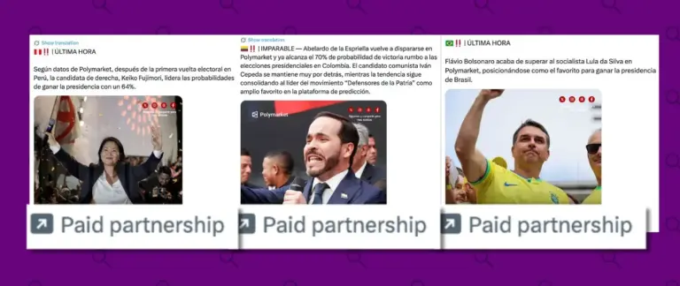 Polymarket, compañía asesorada por Trump Jr., invierte en publicaciones en X que divulgan narrativas a favor de políticos en América Latina [Factchequeado]
