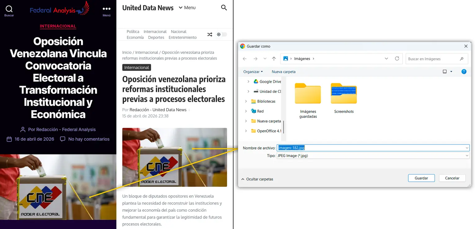 Las imágenes de portada de los artículos coinciden y los nombres de archivo solo varían en el número de un portal a otro, lo que indica que forman parte de una misma base de contenidos desde la que se alimenta la red.