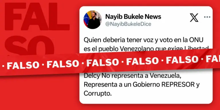 Es falso que el presidente Nayib Bukele escribió en X este comentario sobre la participación de Delcy Rodríguez en la ONU