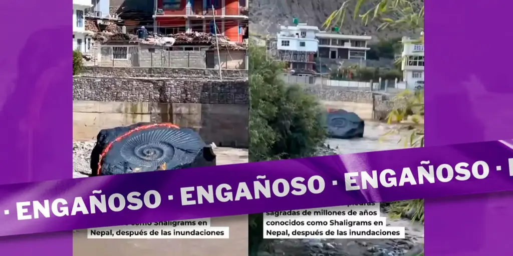 No es cierto que el colapso del glaciar en Nepal dejó al descubierto enormes piedras sagradas de millones de años