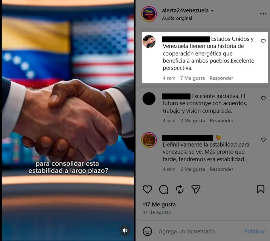 Captura de comentarios idénticos en publicaciones de falsos medios