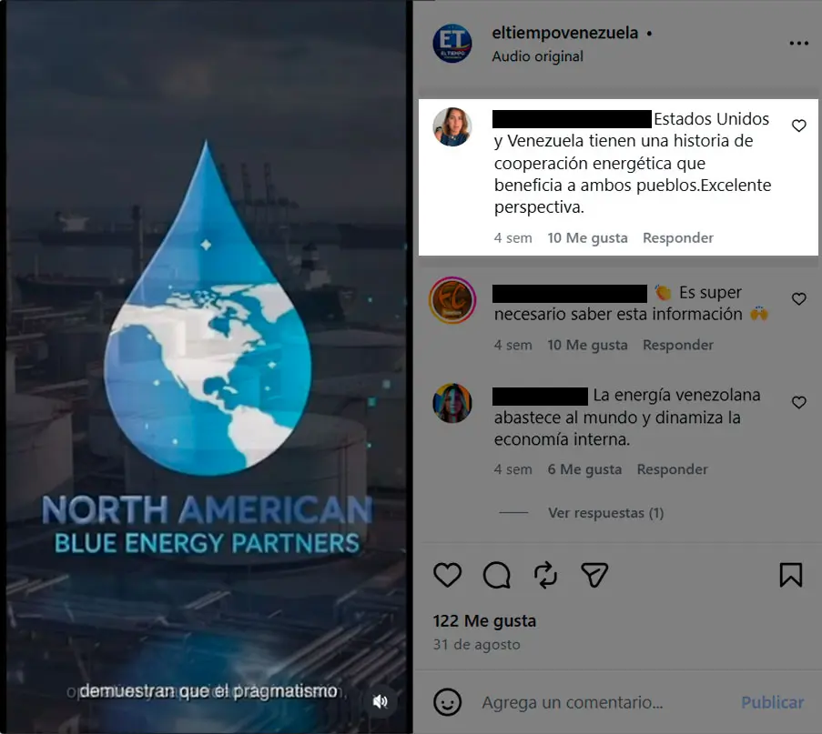 Comentarios idénticos publicados el mismo día desde distintas cuentas